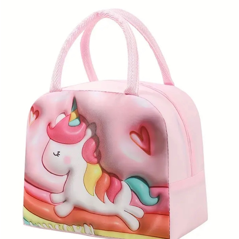 1pc Girl's Portable Lunch Bag 3D Pattern Insulation Bag, Ideal for Traveling